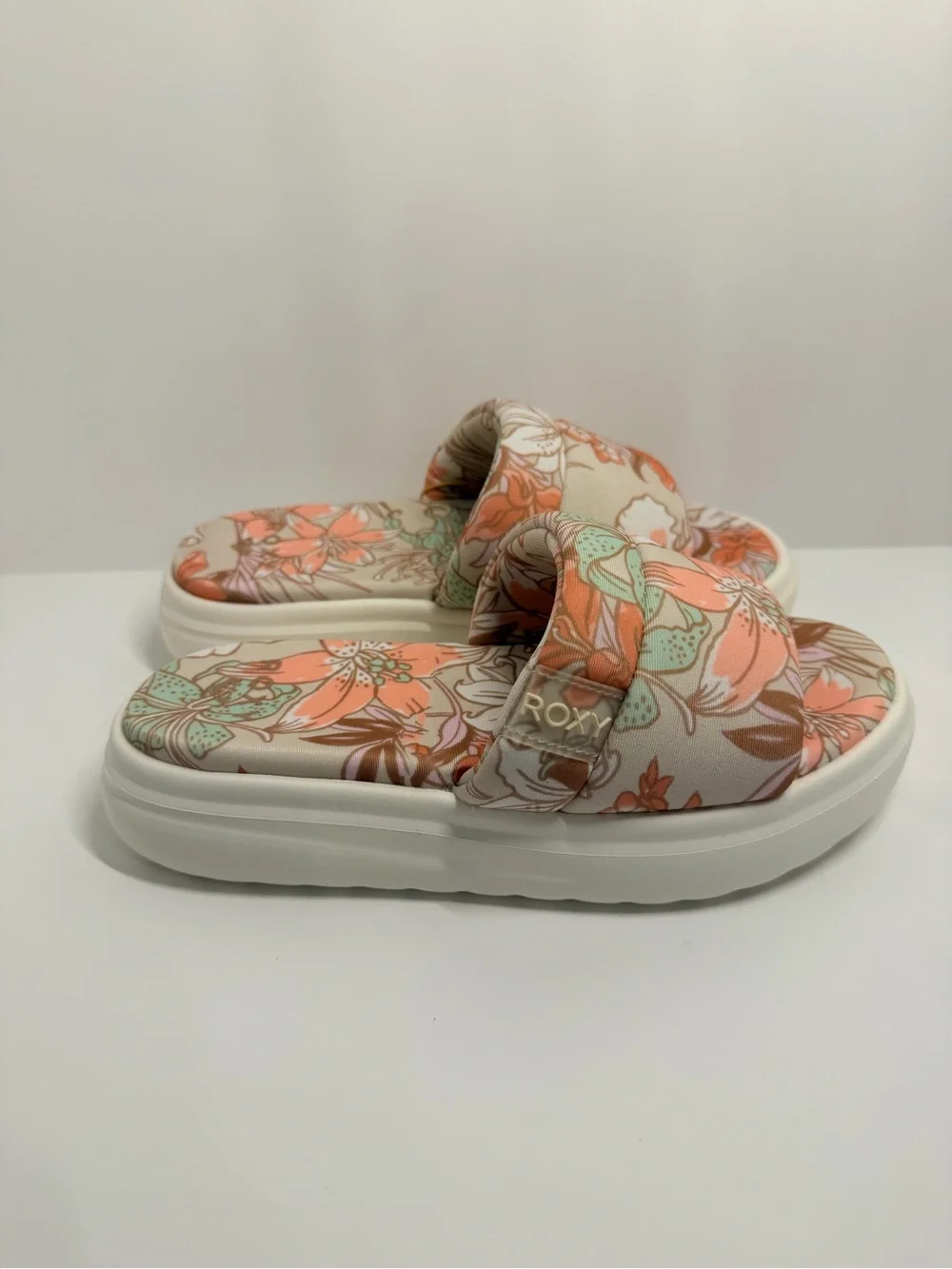 Roxy Gelato Lux 690 Other Pink Floral Platform Slide Sandals Women’s 6 NWT